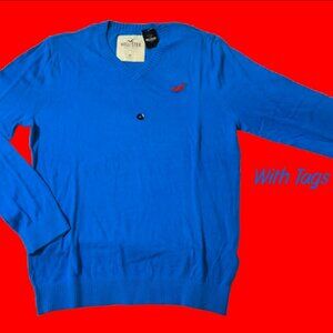 Hollister Mens Blue V-Neck Long Sleeve Sweater Size M NWT